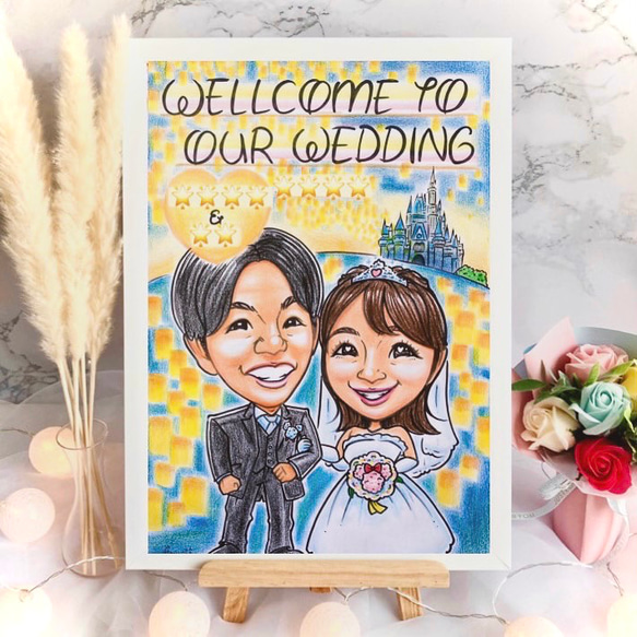 似顔絵オーダー 結婚式 ウェルカムボード ウェルカムスペース 似顔絵オーダー 結婚式 ウェルカムボード ウェルカムスペース