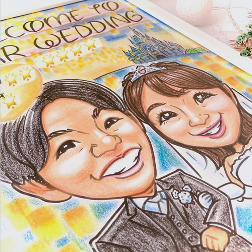 ウェルカムボード 似顔絵オーダー 結婚祝い ウェルカムスペース イラスト 似顔絵オーダー ウェルカムボード 結婚式 結婚祝い ウェルカム