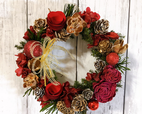 フラワー・リース 397 クリスマスリース no.7 直径20cm プリザーブドフラワー MUM FLOWERS