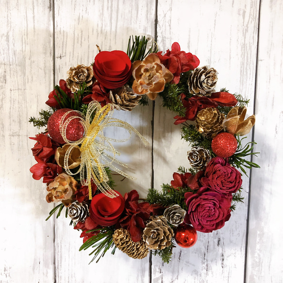 クリスマスリース no.7 直径20cm プリザーブドフラワー MUM FLOWERS