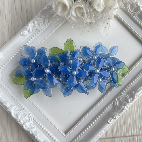 【aomi】紫陽花ピアス・バレッタ（大きめ）2点セット aomi】紫陽花ピアス・バレッタ（大きめ）2点セット - ピアス