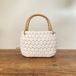 クラフトバンドのかごバッグ【花結び】スノーホワイト かごバッグ