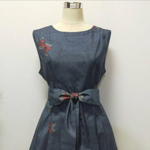 着物リメイク　ジャンパースカート　ノースリーブワンピース　ロング　2WAY 着物リメイク ジャンパースカート ノースリーブワンピース