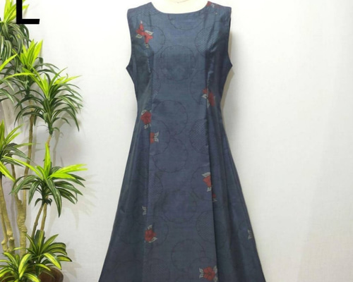 着物リメイク ワンピース ジャンパースカート 2WAY 花柄 フレア