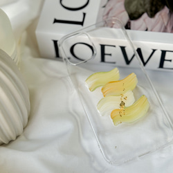 【waveline】olive×gold ニュアンス スマホケース iphone/アクリル絵の具 4枚目の画像