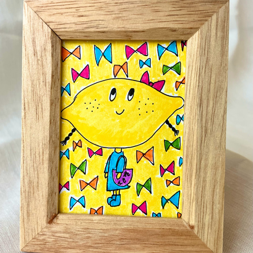 原画】レモンちゃんのイラスト（額縁セット）小さめサイズ 絵画