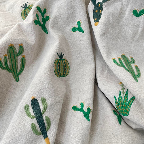 （新品）イアパピヨネ　リネンストール（サボテン刺繍） リネンストール KAWARI エクリュホワイト | 【公式】工房織座