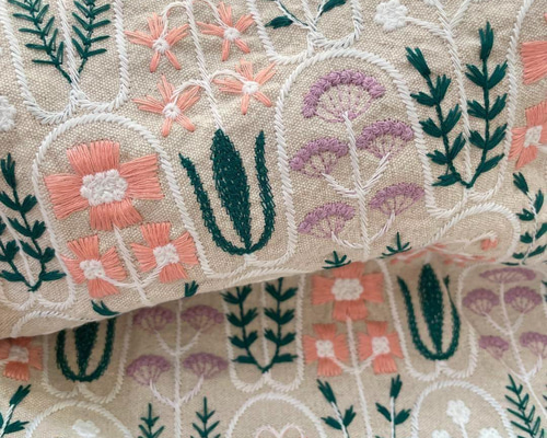 花柄刺繍の大判綿生地 7553163b8636a821348560759bdb17