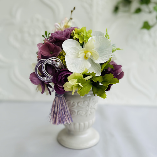 プリザーブドフラワーアレンジ仏花　一対　花器付き　お供え花　お盆 142401.jpg