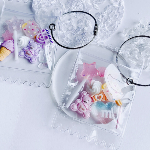 パープル系 キャンディーバッグのバッグチャーム フェイクスイーツ