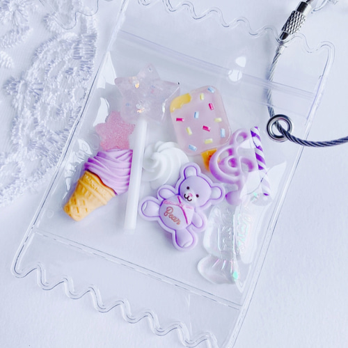 パープル系 キャンディーバッグのバッグチャーム フェイクスイーツ