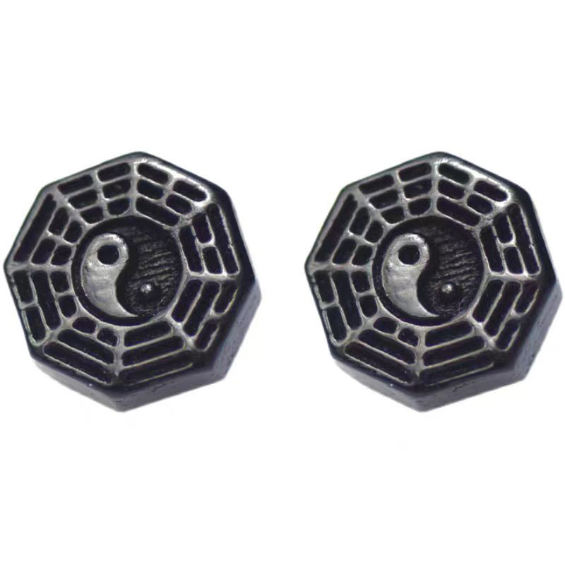 ハンドメイド ピアス 太極八卦図  手作り イヤリング 紫檀 耳飾 ノン·ホール クリップ式可能 恋人 誕生日 周年記念