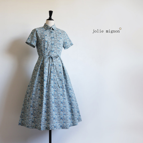 jolie mignon 花柄 リバティ シャツワンピース 半袖 S 新品未
