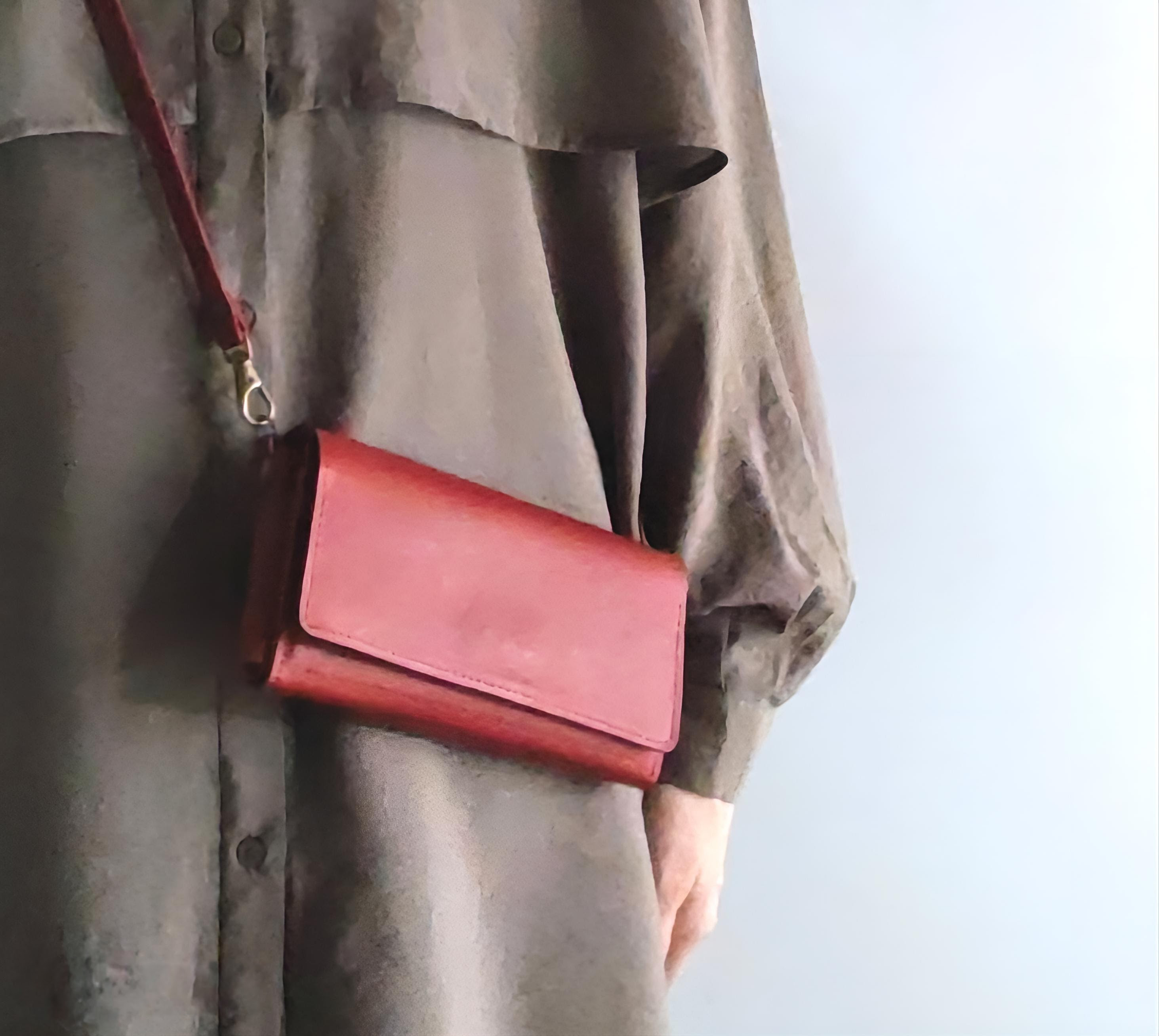 【Creema限定｜早割】差し色で楽しむ本革お財布ショルダー｜スマホと財布をひとつに・軽量・レッド・送料無料