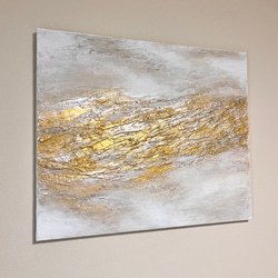 Garden 抽象画 (F6)/北欧/モダン/黄色/イエロー/ゴールド/金