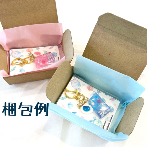 蓄光*・゜メンダコのガラケー キーホルダー✽.。ピンク パープル