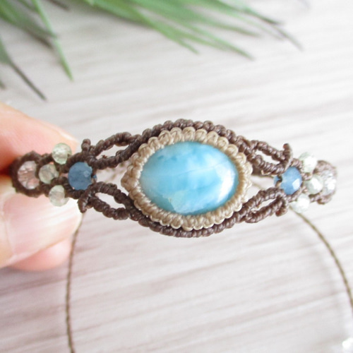 海の色♪】ラリマーのマクラメブレスレット 〈CB038〉 ブレスレット