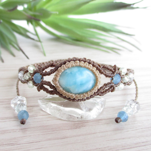 海の色♪】ラリマーのマクラメブレスレット 〈CB038〉 ブレスレット