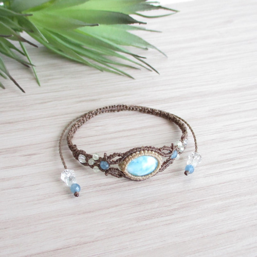 海の色♪】ラリマーのマクラメブレスレット 〈CB038〉 ブレスレット