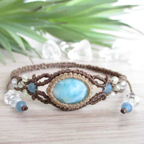 海の色♪】ラリマーのマクラメブレスレット 〈CB038〉 ブレスレット