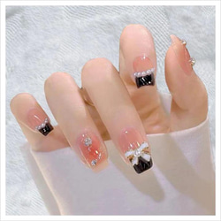 ネイルチップ ワンホン パールリボン ビジュー 9b0786b9e696274544ecaea12d67eb