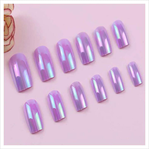 N379》既成ネイルチップ24枚セット ピンク オーロラ 短め ショート