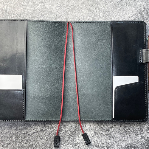 手縫】ミドリ MDノート （A5 無罫）用ブラック黒色着せ替え本革カバー