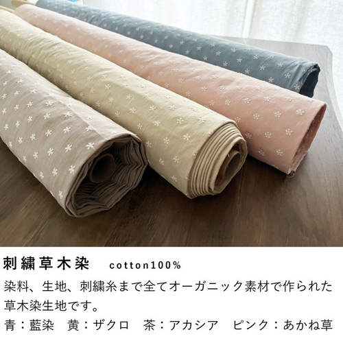 木綿・刺子風生地の草木染布・チェンマイ・4ｍ・No.1 木綿・刺子風生地の草木染布・チェンマイ・4m・No.1