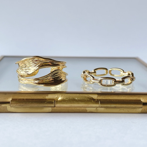 重ね付けリング2本セット ゴールド フリーサイズ フォークリング