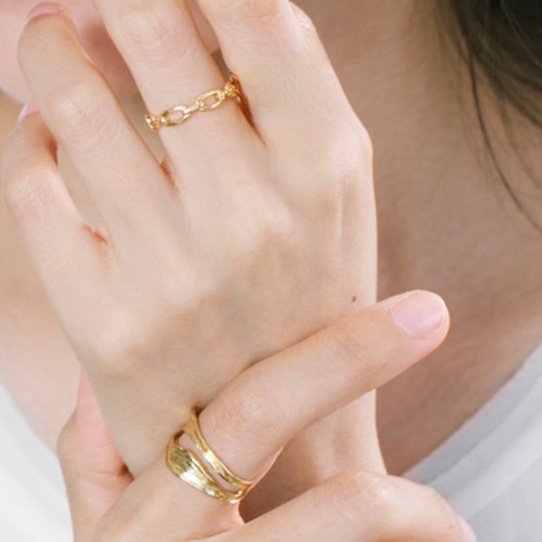 重ね付けリング2本セット ゴールド フリーサイズ フォークリング