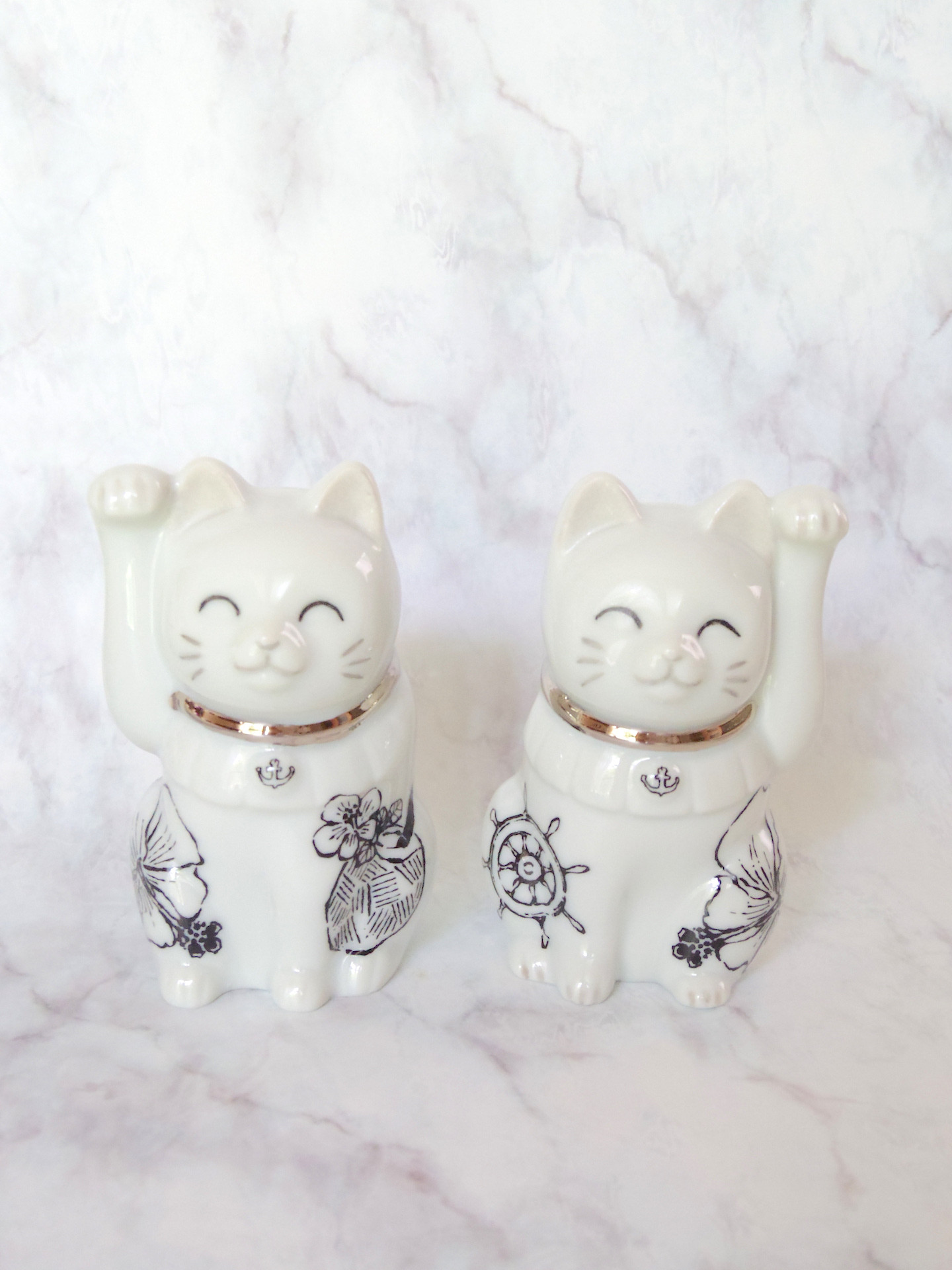 招き猫 ペア 結婚祝い 新築祝い ハンドメイド ポーセラーツねこ