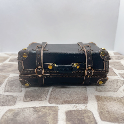 受注製作】本革1/6ドール用ミニチュアクラッシックトランク（黒