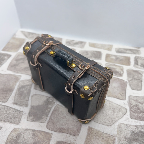 受注製作】本革1/6ドール用ミニチュアクラッシックトランク（黒