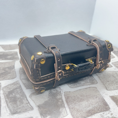 受注製作】本革1/6ドール用ミニチュアクラッシックトランク（黒