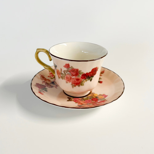 SALE】天使⭐︎スモークピンク カップ&ソーサー レトロ エンジェル