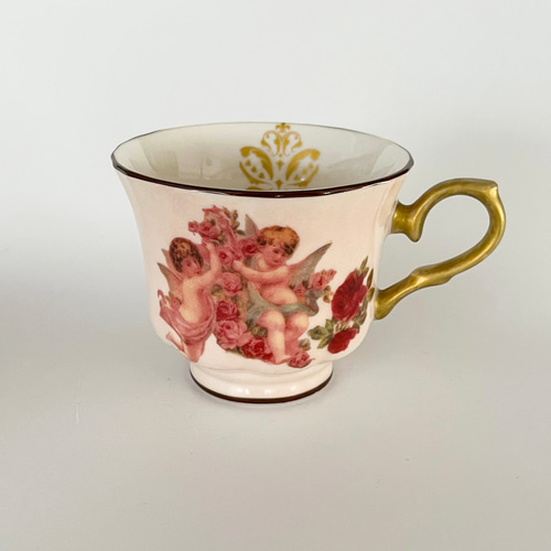 天使⭐︎スモークピンク カップ&ソーサー レトロ エンジェル ティー