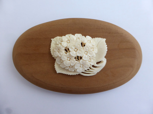 本象牙　アイボリーカービング　ナンタケットバスケット用オーナメント「紫陽花/アジサイ」(Ⅳ) 紫陽花/アジサイ