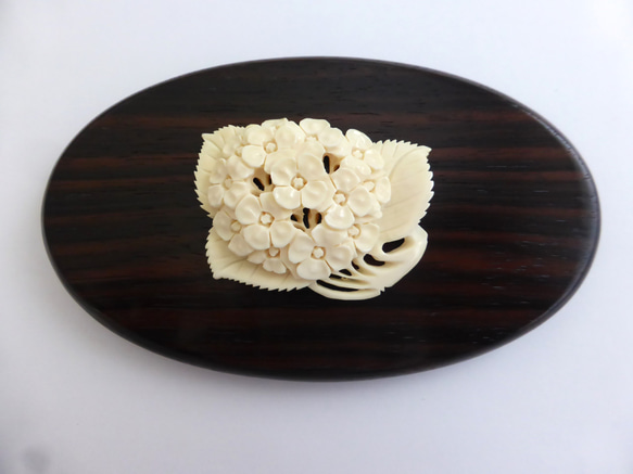 本象牙　アイボリーカービング　ナンタケットバスケット用オーナメント「紫陽花/アジサイ」(Ⅳ) 紫陽花/アジサイ