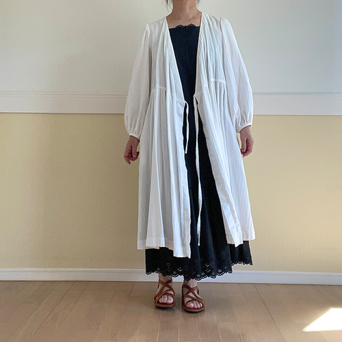 ホワイトダブルガーゼコットンカシュクールワンピース #冷房対策