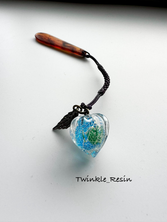 【開店記念セール！】 鬼灯レジンの帯飾り《青緑》 twinkle_resin その他アクセサリー チャーム