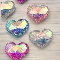 キラキラアクリル アクリルパーツ デコ ハート ラメ キラキラ 2個 アクセサリー 立体