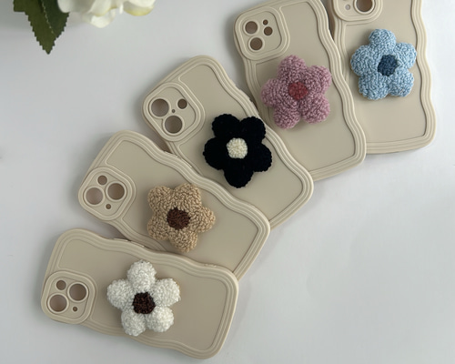 組み合わせ自由＊毛糸のお花 スマホグリップ＊スマホリング＊スマホ