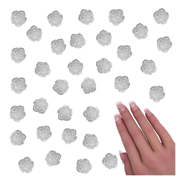 ネイルパーツ 花 クリア 6mm フラワー 50個 透明な花 3D 立体