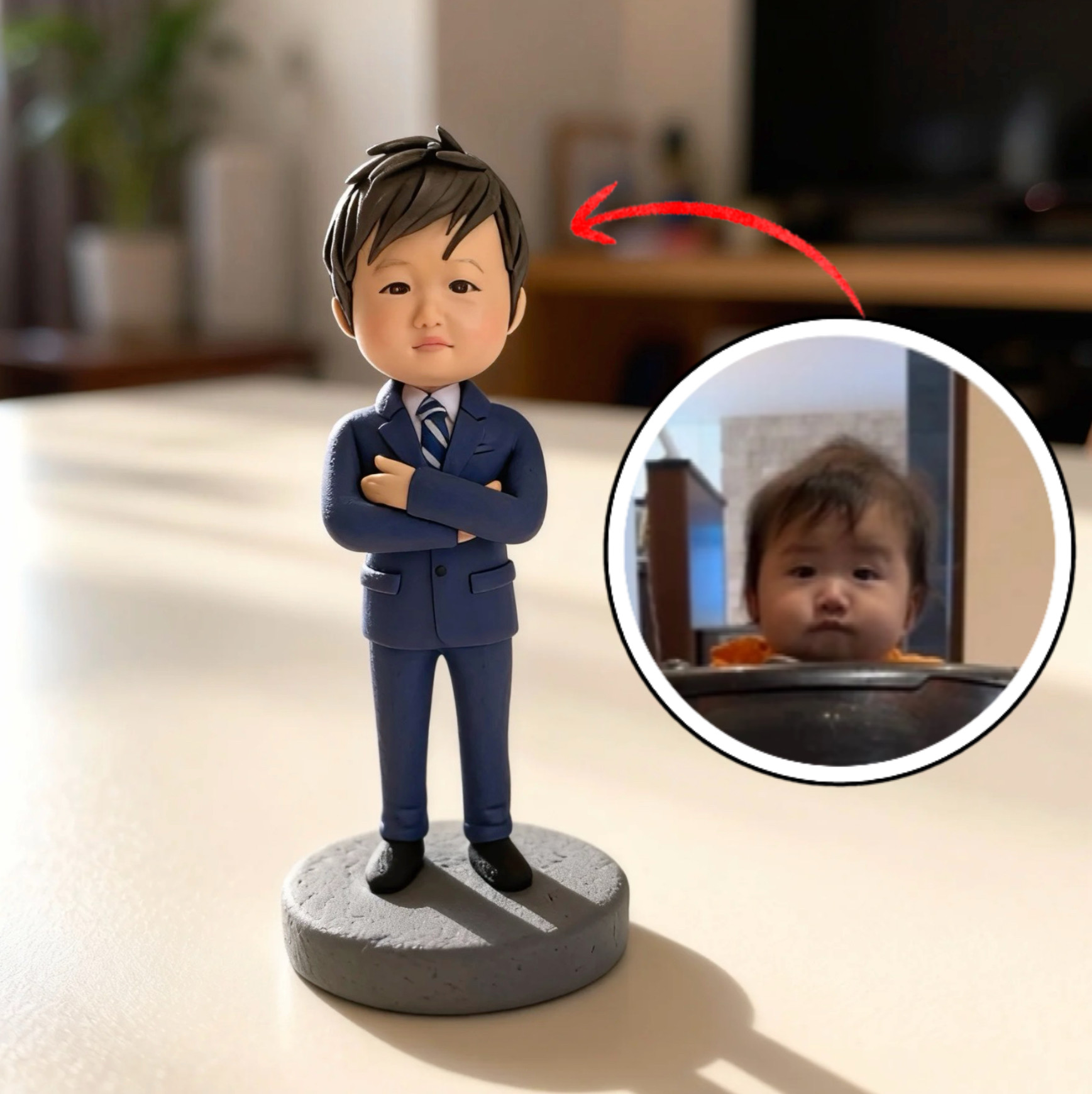 【オーダーメイド】お写真からの男性の頭部オリジナルフィギュア 自分フィギュア 退職記念品 贈り物 ポーズと服装は固定