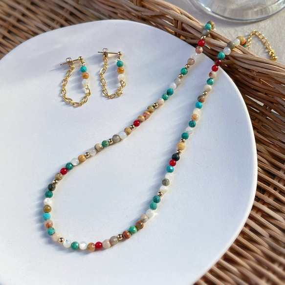 夏の福袋 ✧人気エスニック2点セット✧ ネックレス＆選べるピアス(イヤリング) 4枚目の画像