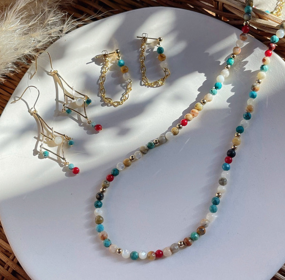 夏の福袋 ✧人気エスニック2点セット✧ ネックレス＆選べるピアス(イヤリング) 1枚目の画像