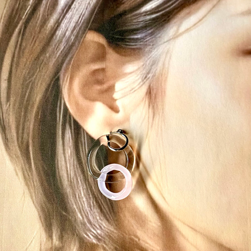 LeleSadoughi ピアス フープ サークル 透明 アクリル ガラスピアス 〜 les ronds 〜 透明 クリア シンプル フープ