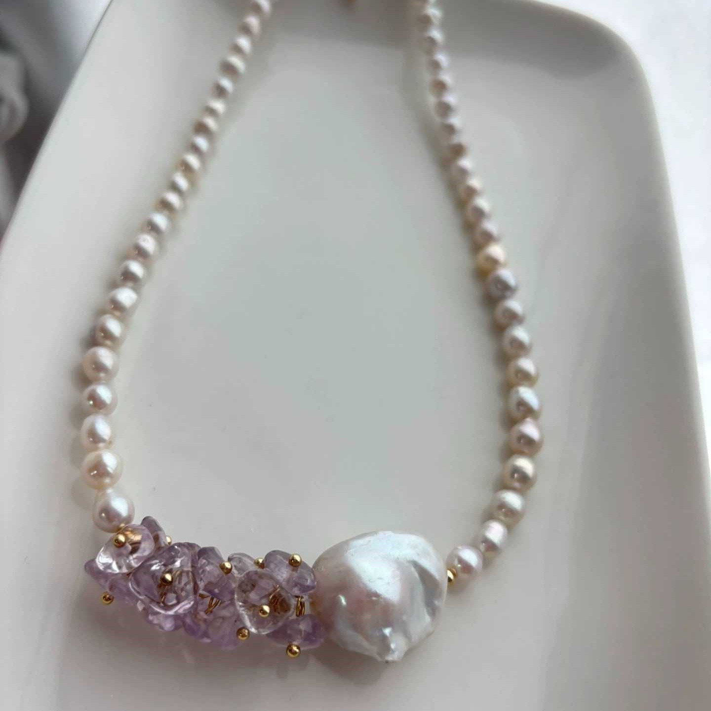 紫の花珠ブレスレット