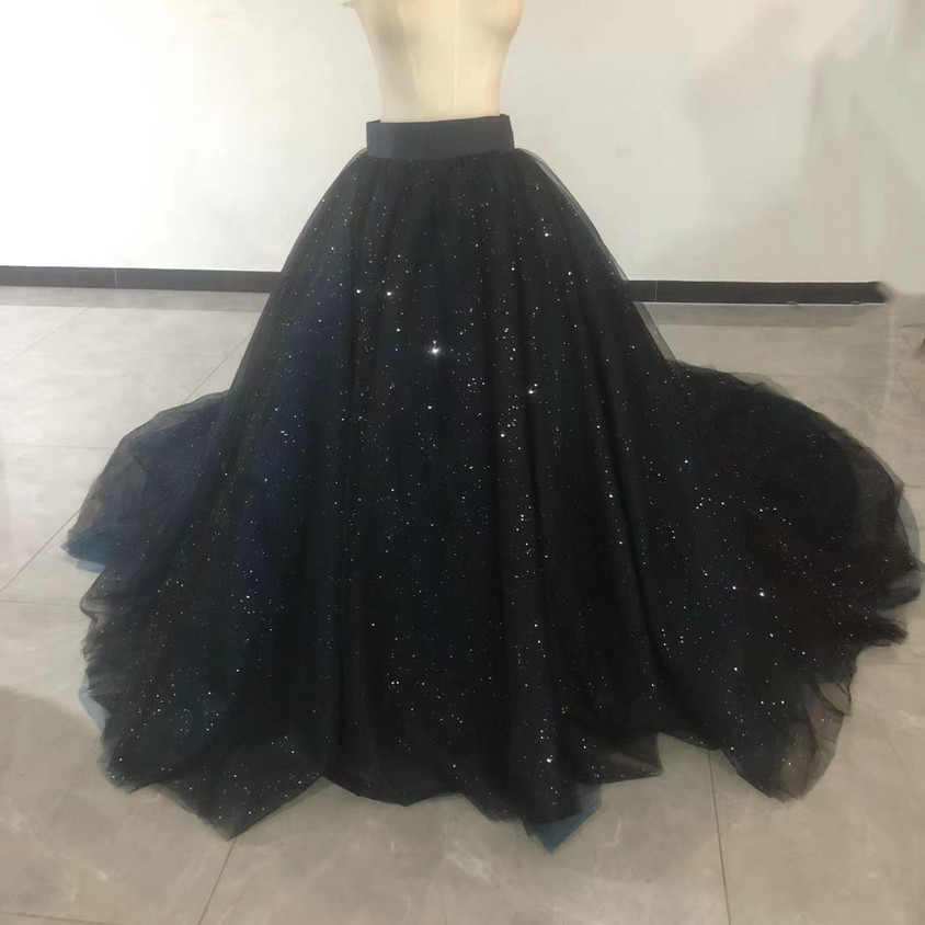送料無料！美品！星空  黒  キラキラチュール  複数枚 紺 チュールスカート星空　リボン ロングトレーン 結婚式/披露 30,966円
