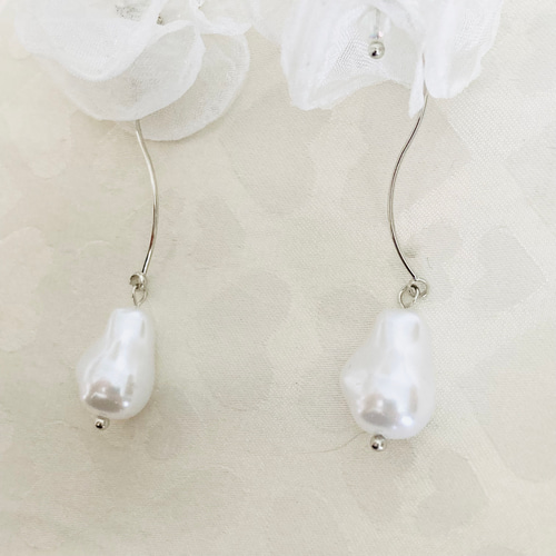 No.398 ハンドメイド　シフォン　フラワー　パールピアス　イヤリング No.398 ハンドメイド シフォン フラワー パールピアス イヤリング No
